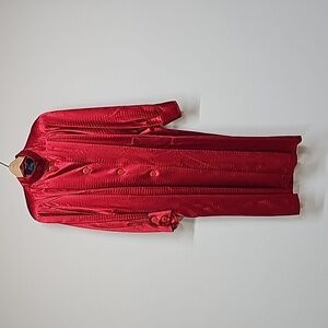 Vtg Vision 80's red snakeskin trench coat. Button up, pockets, mock neck.